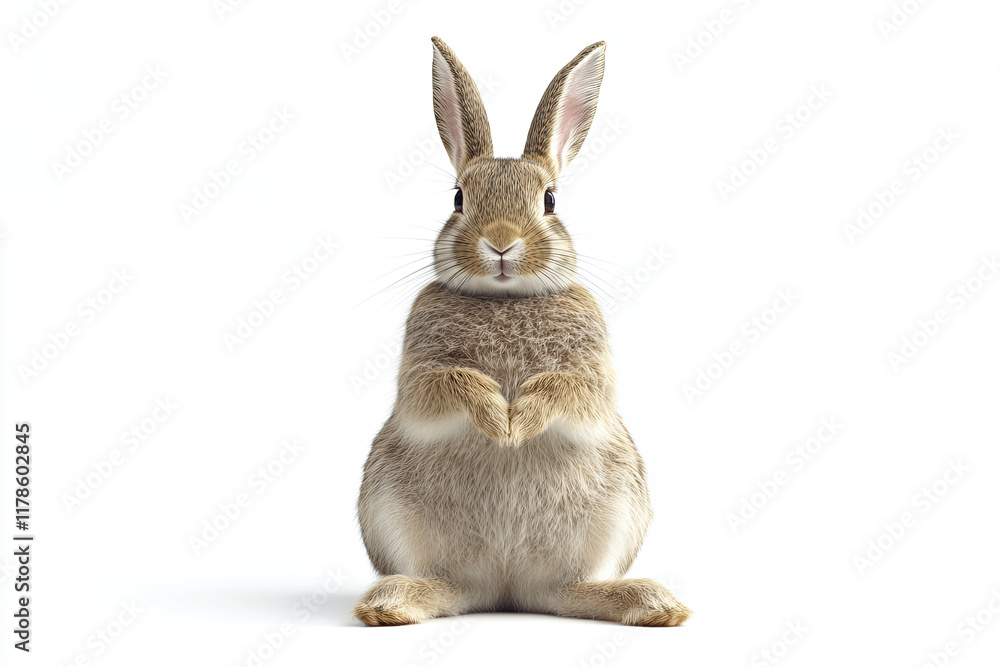 Rabbit with floppy ears sitting up on its hind legs, adding a playful touch Rabbit with floppy ears sitting up on its hind legs, adding a playful touch