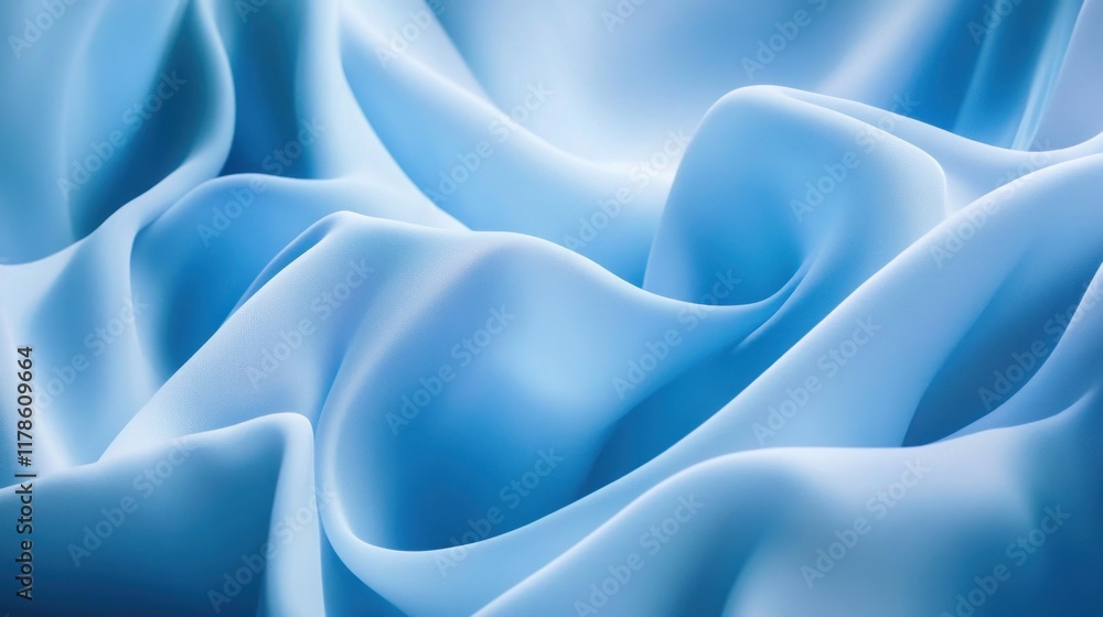 Abstract close-up of flowing light blue silk fabric with soft waves and folds. Abstract close-up of flowing light blue silk fabric with soft waves and folds.