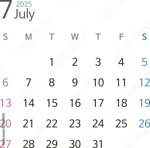 2025, 2026 monthly calendar vector