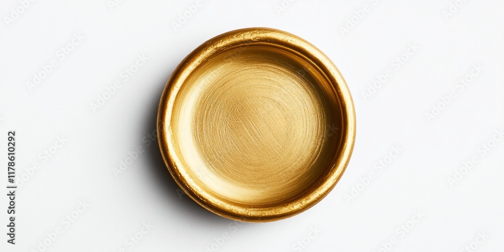 Golden dish on white, minimal background. Perfect for luxury product displays Golden dish on white, minimal background. Perfect for luxury product displays