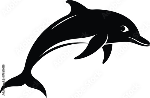 Dolphin silhouette vector, Dolphin fish animal silhouette, dolphin icon