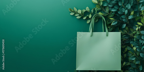 bag with green leaves and flowers