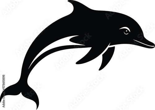 Dolphin silhouette vector, Dolphin fish animal silhouette, dolphin icon