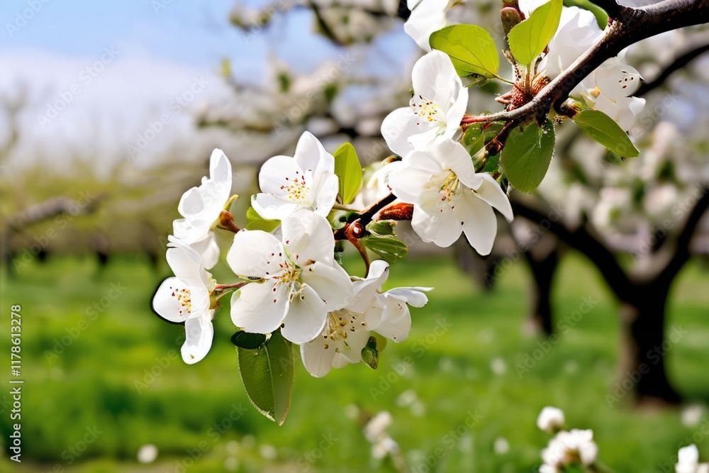 Fototapeta premium 60 blossoms from an apple tree white apple blossoms falling in a