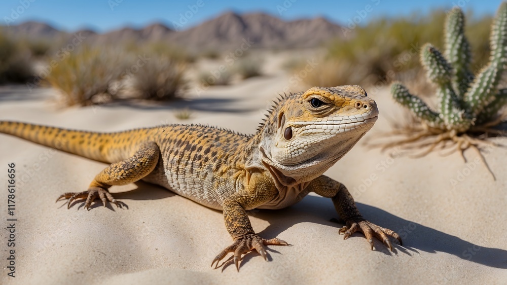Naklejka premium A Sunlit Moment Among the Dunes: The Coachella Valley Fringe-Toed Lizard