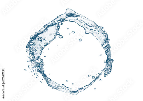 青い波と水しぶきの輪