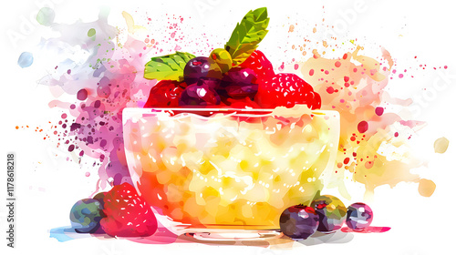 Tapioca Pudding dessert Watercolor