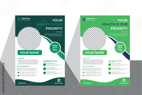 Corporate healthcare and medical a4 flyer design template ,Modern medical business flyer template design set with color, Medical flayer Design Template ,Healthcare and Medical pharmacy flyer