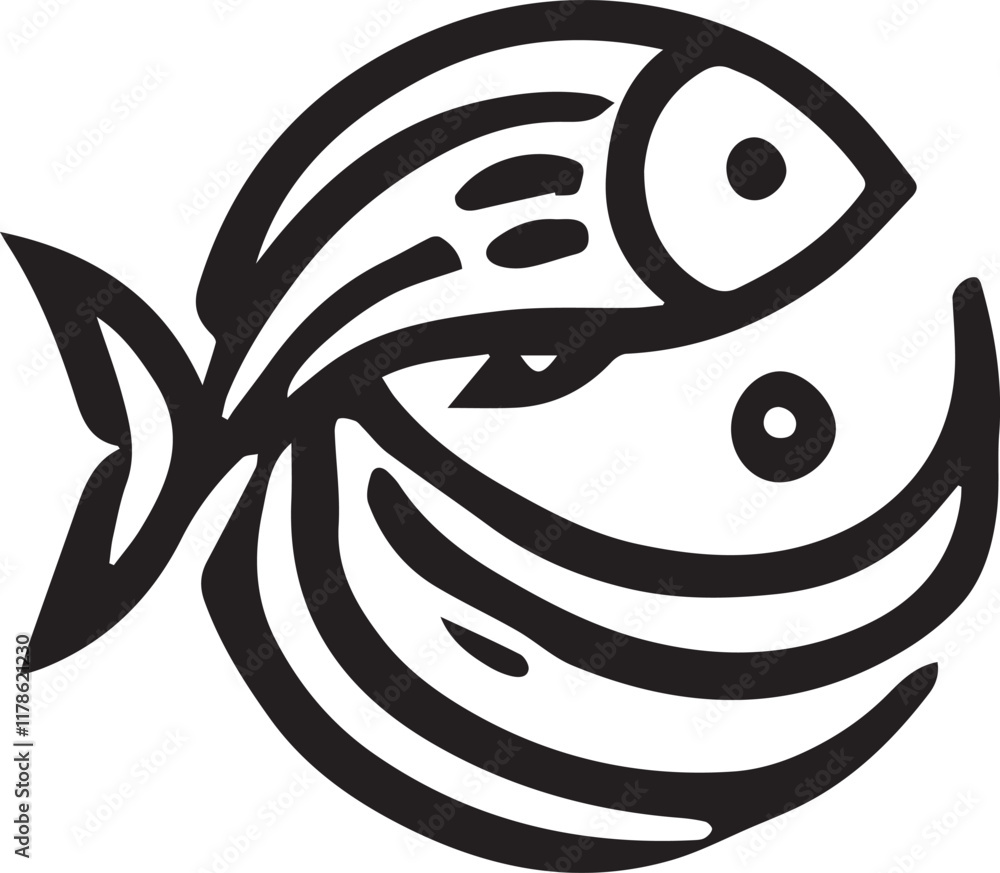 Minimalist fish logo on white background Minimalist fish logo on white background