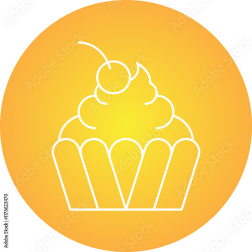 Cream Cupcake icon single vector illustration