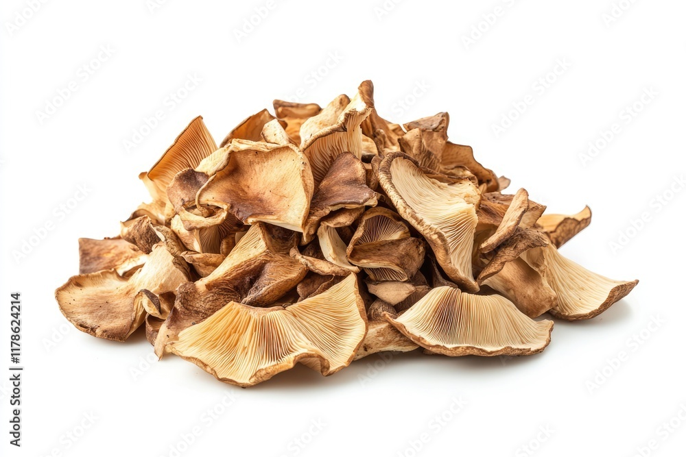 Scattered Slices of Fungal Delights on a Bright Surface - Purely Edible Mushrooms for Culinary Creations Scattered Slices of Fungal Delights on a Bright Surface - Purely Edible Mushrooms for Culinary Creations