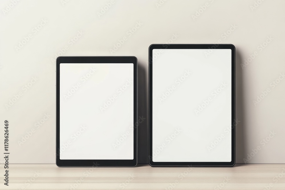 Collection of Two Tablets with Varied Sizes Featuring Blank Screens and Sleek Designs Collection of Two Tablets with Varied Sizes Featuring Blank Screens and Sleek Designs