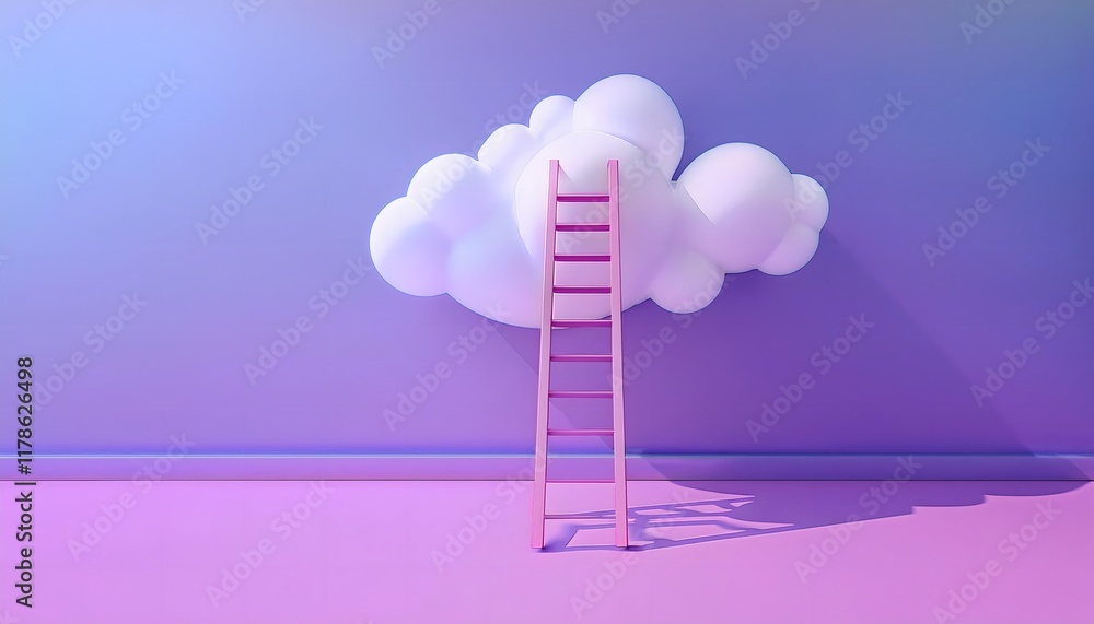 Goal of life, growth and motivation: Ladder reaching into the clouds, aspirations and growth. Goal of life, growth and motivation: Ladder reaching into the clouds, aspirations and growth.