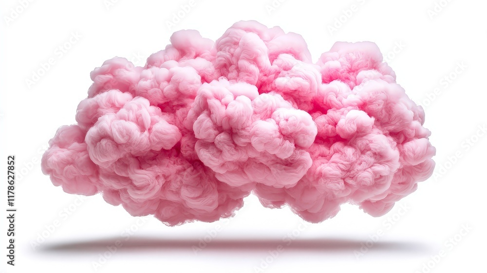 Isolated Pink Fluffy Cloud on White Background Isolated Pink Fluffy Cloud on White Background