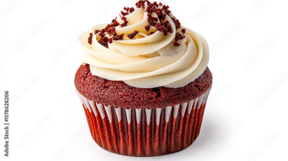 Isolated Red Velvet Cupcake with Creamy Frosting Isolated Red Velvet Cupcake with Creamy Frosting