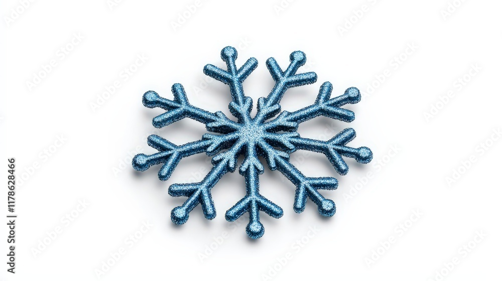 Fototapeta premium Isolated Blue Snowflake on White Background