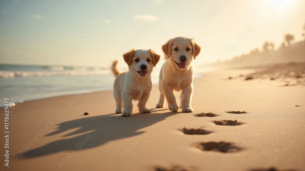 A serene beach photo featuring your pet’s paw prints in the sand. Capture their playful or relaxed mood with soft sunset lighting and a peaceful ocean backdrop for timeless memories. A serene beach photo featuring your pet’s paw prints in the sand. Capture their playful or relaxed mood with soft sunset lighting and a peaceful ocean backdrop for timeless memories.