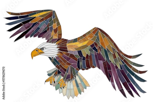 Mosaic tiles of eagle vulture animal flying. photo