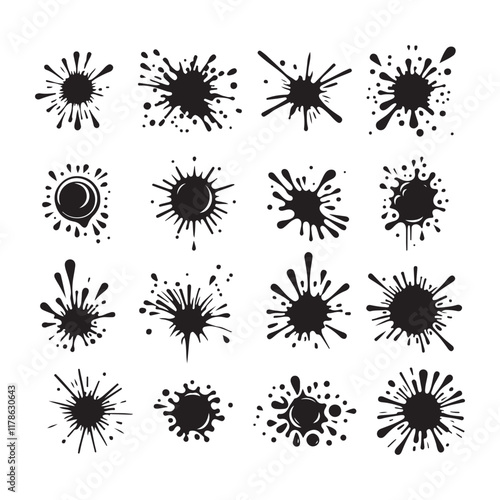 Wallpaper Mural Silhouette illustration collection of spot and splash elements isolated on white background Torontodigital.ca