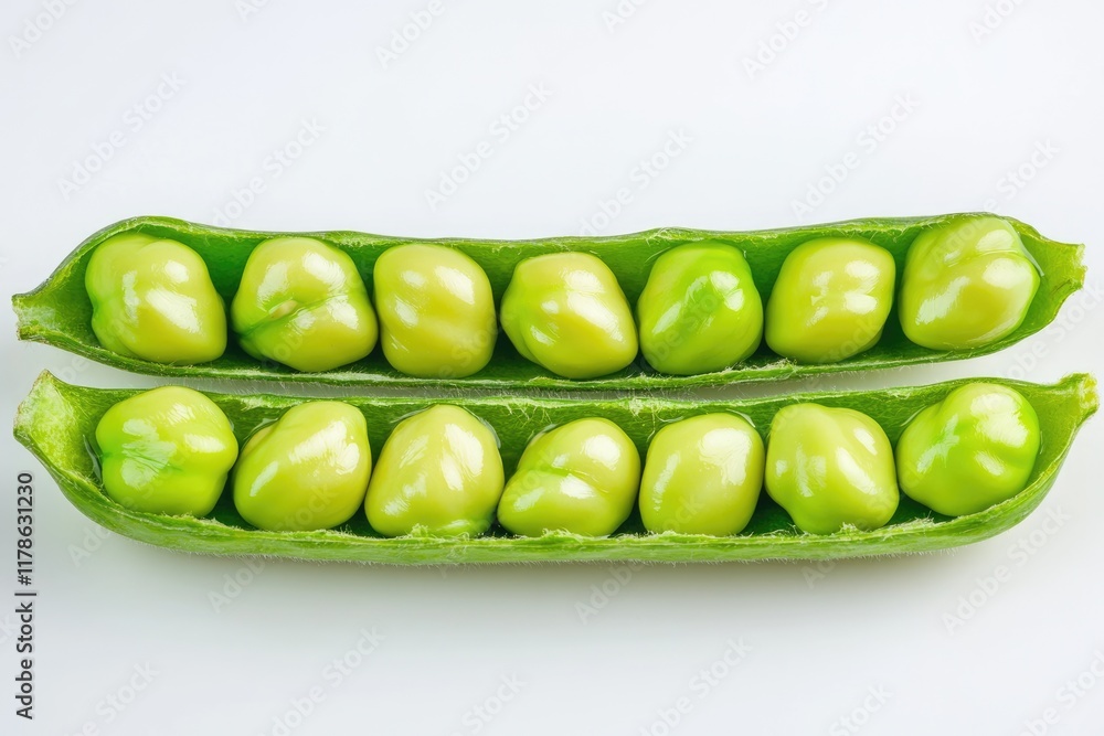 Nutrient-Packed Fresh Garbanzo Beans with Pods Isolated on White Nutrient-Packed Fresh Garbanzo Beans with Pods Isolated on White