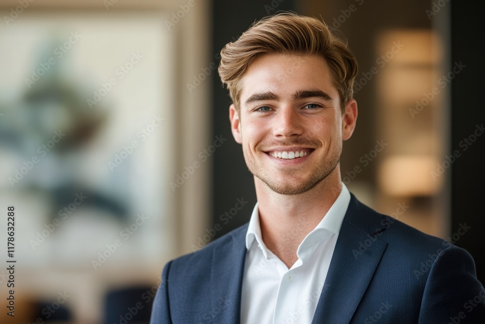 Fototapeta premium Modern Business Champion: Young Adult Businessman in a Professional Setting