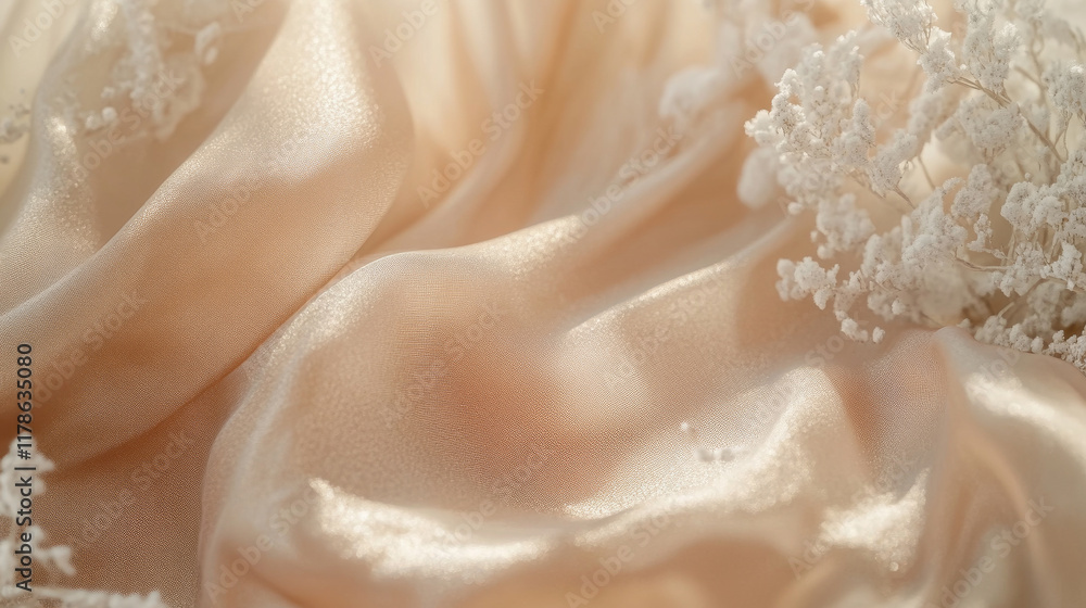 Fototapeta premium originality, An enchanting close-up of an ethereal fabric, its soft sheen and subtle shimmer creating a dreamy atmosphere.