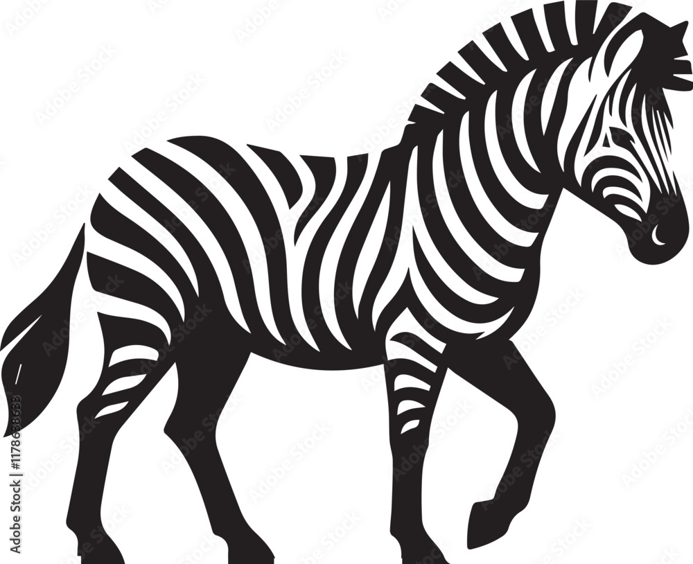 Fototapeta premium Zebra vector illustration in black and white