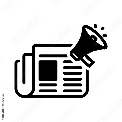 Vector solid black icon for Press release