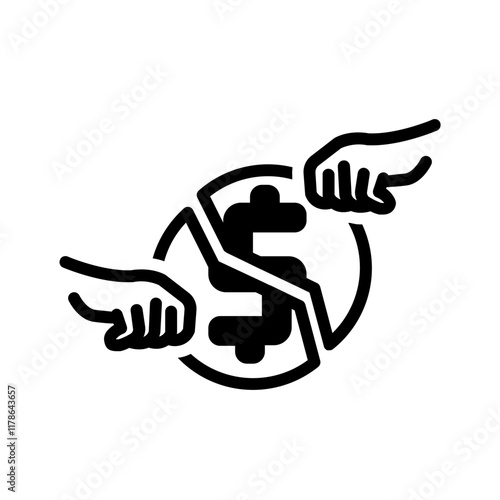 Vector solid black icon for Profit sharing