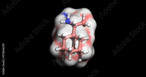  Rimantadine, drug against Influenza A Virus and Avian/Bird Flu Strains, 3D Molecule, spinning 4K