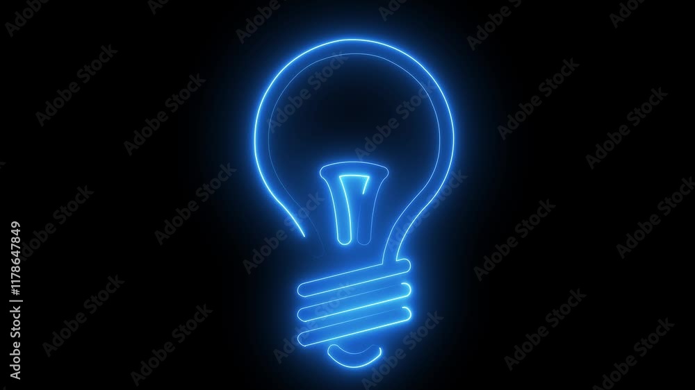 Glowing neon Light Bulb icon isolated on black background. HD Video motion graphic animation Neon Light Bulb symbol isolated icon animation and black background. Glowing neon Light Bulb icon isolated on black background. HD Video motion graphic animation Neon Light Bulb symbol isolated icon animation and black background.