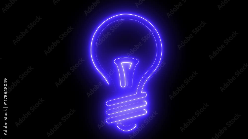 Glowing neon Light Bulb icon isolated on black background. HD Video motion graphic animation Neon Light Bulb symbol isolated icon animation and black background. Glowing neon Light Bulb icon isolated on black background. HD Video motion graphic animation Neon Light Bulb symbol isolated icon animation and black background.