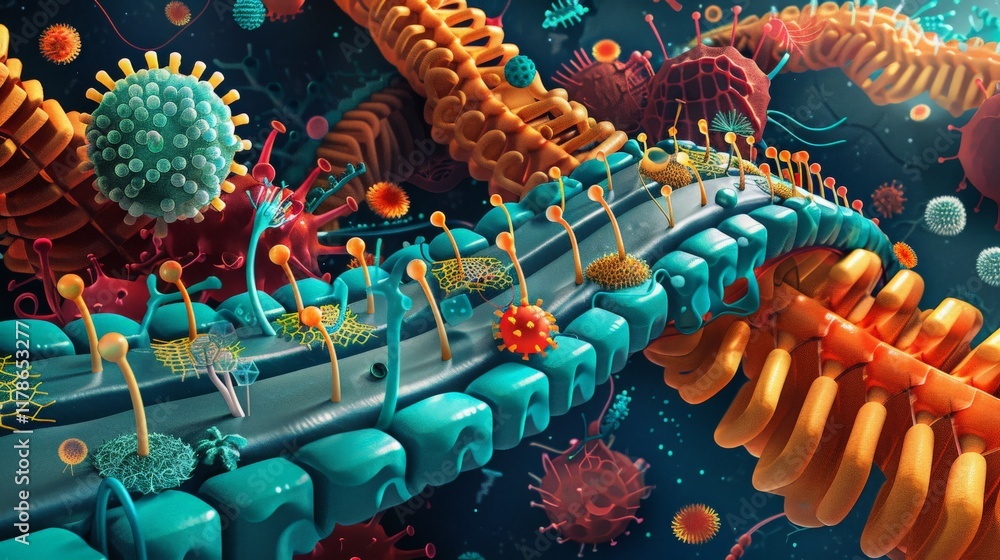 Obraz premium Microscopic Cellular Structure D Render Abstract Biology