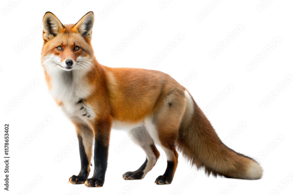 Red Fox Standing on Black Background Red Fox Standing on Black Background