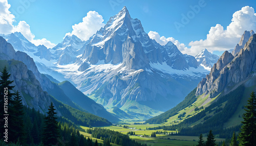 swiss mountains  Generative AI	