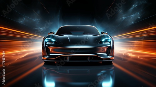 Wallpaper Mural A sleek, modern sports car illuminated by dynamic light effects, showcasing advanced design and performance Torontodigital.ca