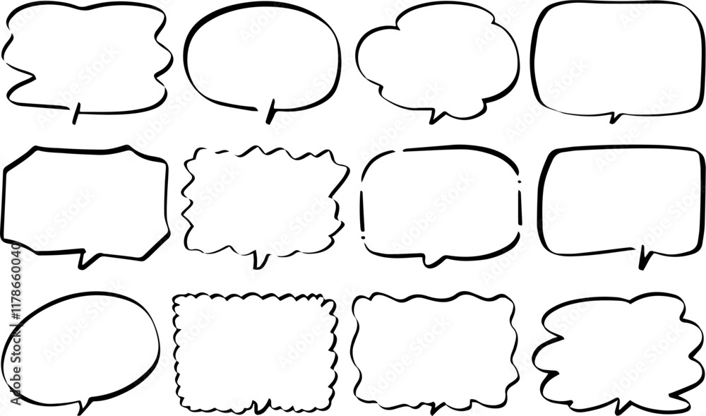 Obraz premium Set of Speech Bubbles with Rough Edges - Comic and Dialogue Elements for Creative Design Projects and Communication Graphics