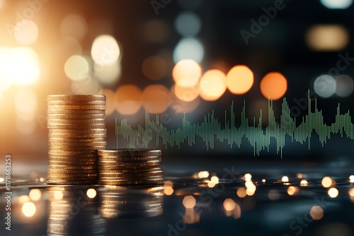 Euro coins in a stack on a table, a symbol of financial wealth and potential investment growth