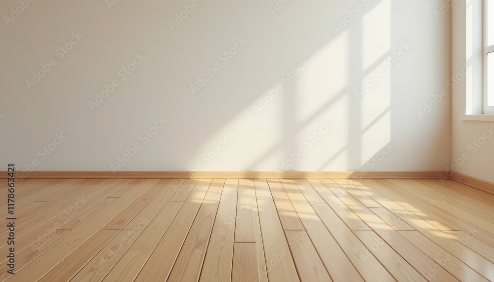 A polished wood floor with a neutral wall background for lifestyle product shoots. A polished wood floor with a neutral wall background for lifestyle product shoots.