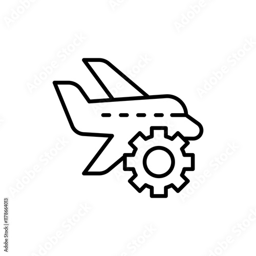 Aircraft repair outline icons, minimalist vector illustration ,simple transparent graphic element .Isolated on white background
