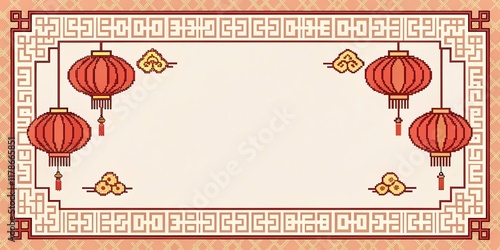 Chinese New Year pixel art illustration background