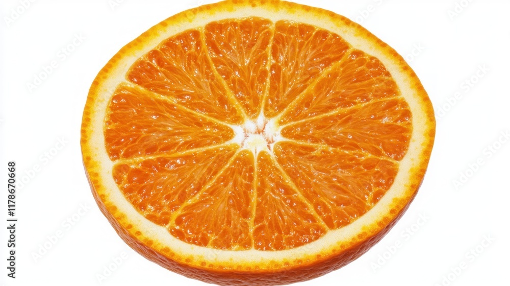 A vibrant slice of orange showcasing its juicy segments and bright color. A vibrant slice of orange showcasing its juicy segments and bright color.