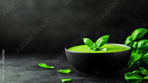 Creamy zucchini soup with a touch of fresh basil, velvety and smooth Europeaninspired recipe photo