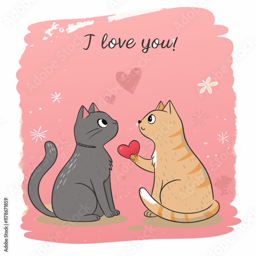 Valentine with cute cats in love