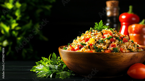 Light barley and vegetable stew, mildly spiced and perfect for sensitive stomachs photo