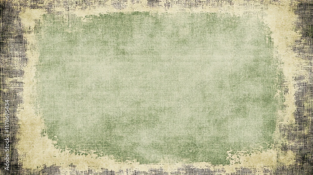 Obraz premium Green Grunge Textured Background, Vintage, Retro, Canvas, Distressed, Wallpaper, Design, Frame, Border, Abstract