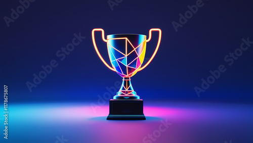 Wallpaper Mural Futuristic Neon Trophy with Geometric Design Torontodigital.ca