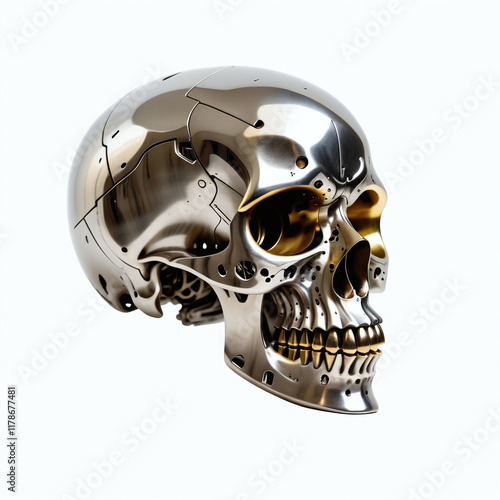 Metallic skull. Isolated on...