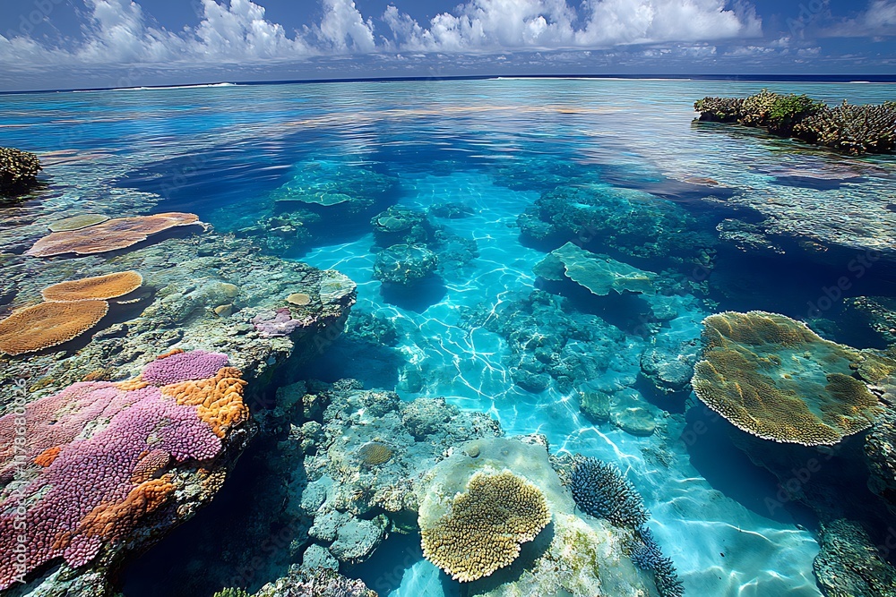 Vibrant Coral Reef Underneath Clear Tropical Ocean Water Vibrant Coral Reef Underneath Clear Tropical Ocean Water