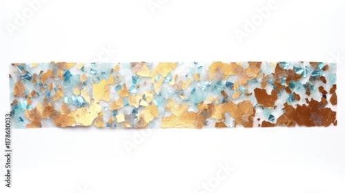 Glitter marble adhesive strip painting art white background. photo